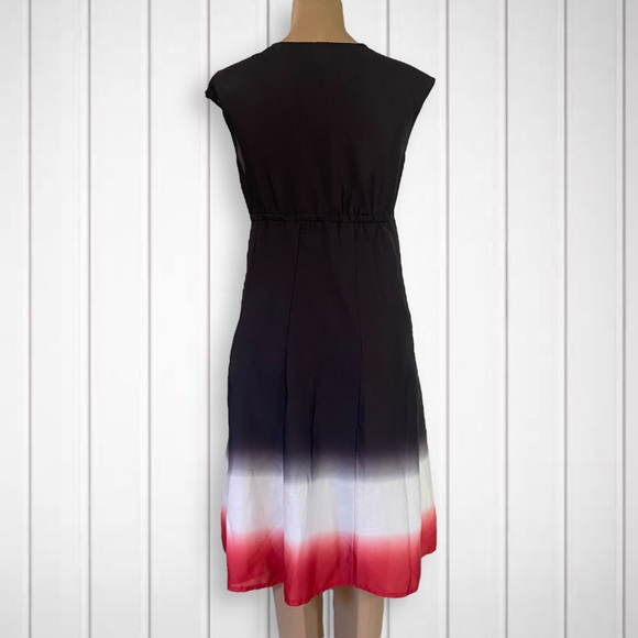 TARGET Midi Dress Size 14 High Waisted Ombré Hem pattern Plunge V Neckline - Picture 6 of 7